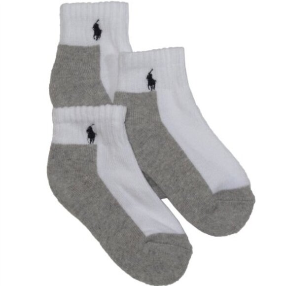 Polo Ralph Lauren Other - Polo Ralph Lauren Men's White and Grey Ankle Socks Size 6 - 12.5 - 3 Pairs